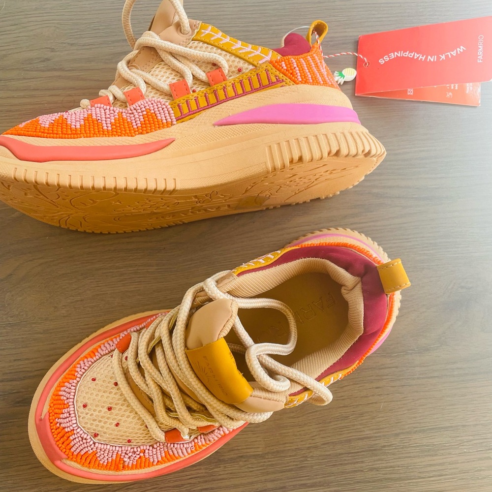 FARM RIO NWT Jungle Panther Bead & Embroidery Embellished Platform Sneaker